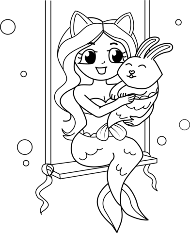 Cute Mermaid Coloring Page